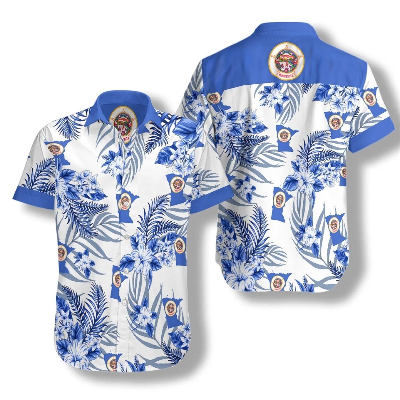 New Minnesota Proud Hawaiian Tropical Short Sleeve Button Unisex Shirt Men S-5XL