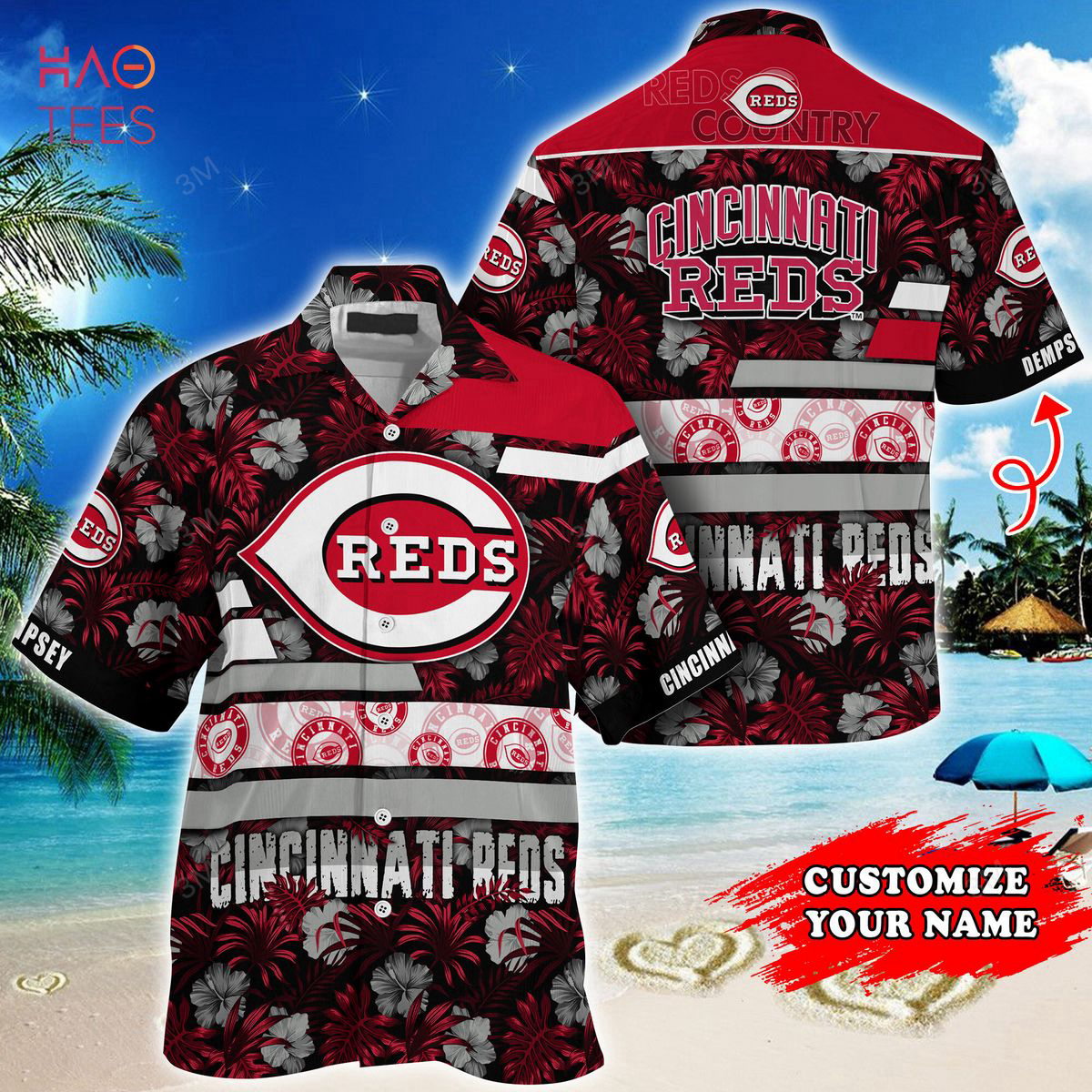 Cincinnati Reds MLB-Super Hawaiian Shirt Summer 2023 Dark Coconuts Style 01
