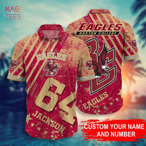 Boston College Eagles Personalized Hawaiian Shirt Red Number Style