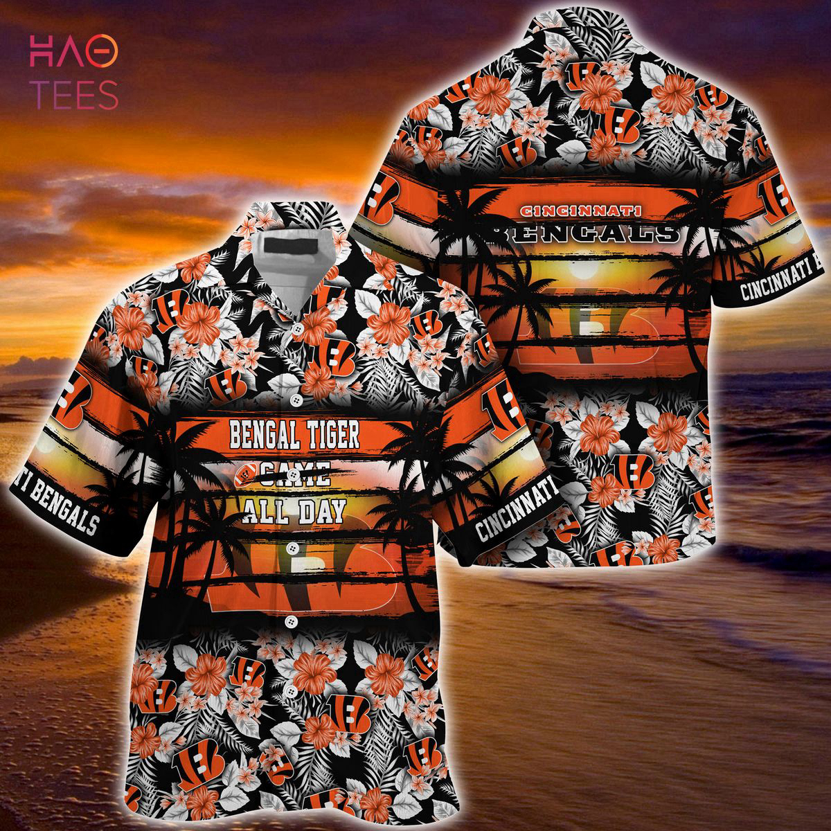 Hawaiian Shirt Cincinnati Bengals NFL-Summer Floral Sports Enthusiast Button T-Shirts