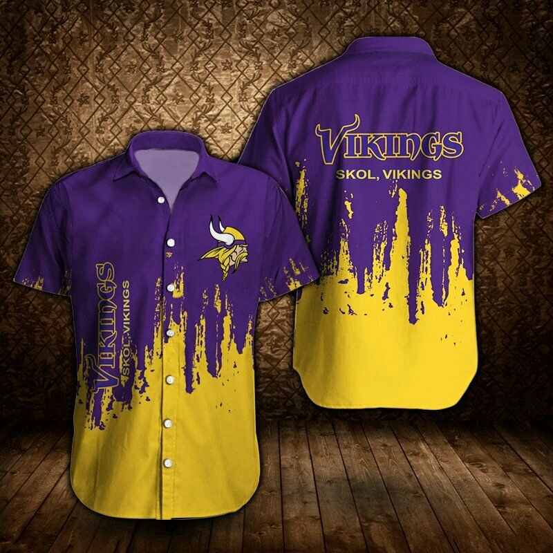 Minnesota Vikings Skol Vikings Hawaiian Button-Up T-Shirt