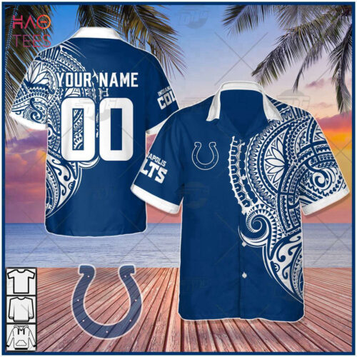 Personalize NFL Indianapolis Colts Polynesian Tattoo Design Hawaiian Shirt Fan Made