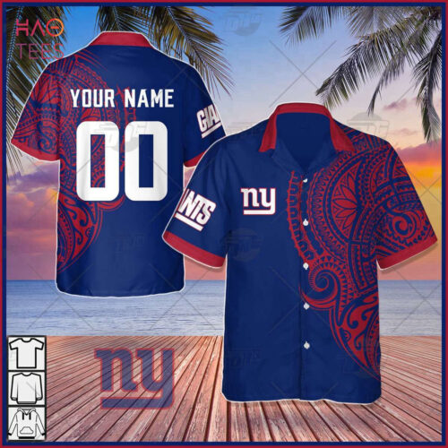 Personalize NFL New York Giants Polynesian Tattoo Design Hawaiian Shirt Summer Travel