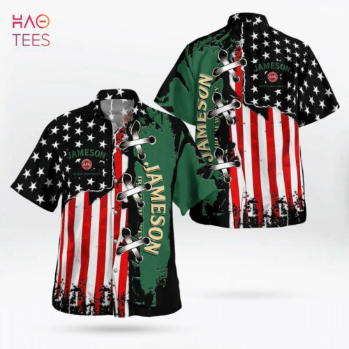 Green US Flag Stars Jagermeister All Over Print 3D Hawaiian Shirt Hot Summer Gift