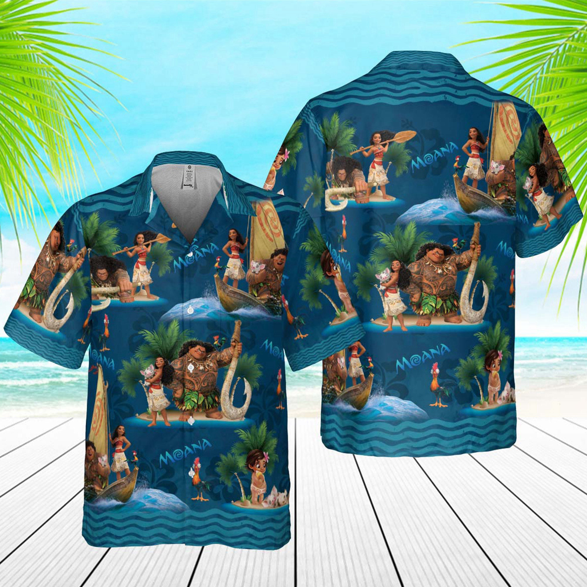 Moana And Maui Disney Hawaiian Shirt Disneyland Trip Hawaiian