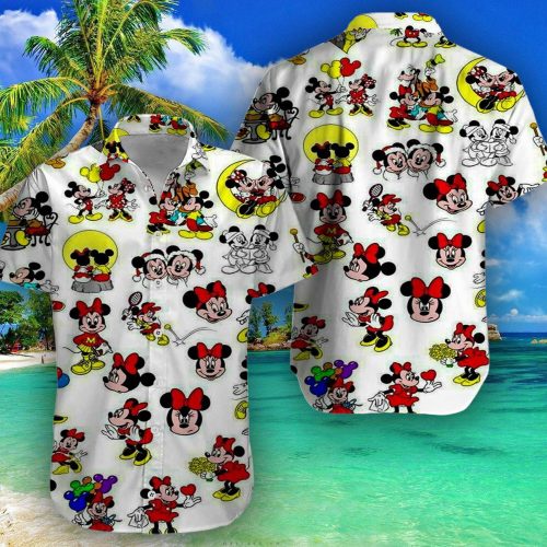 Mickey Minnie Flower  Garden Disney Cartoon Hawaiian Shirt