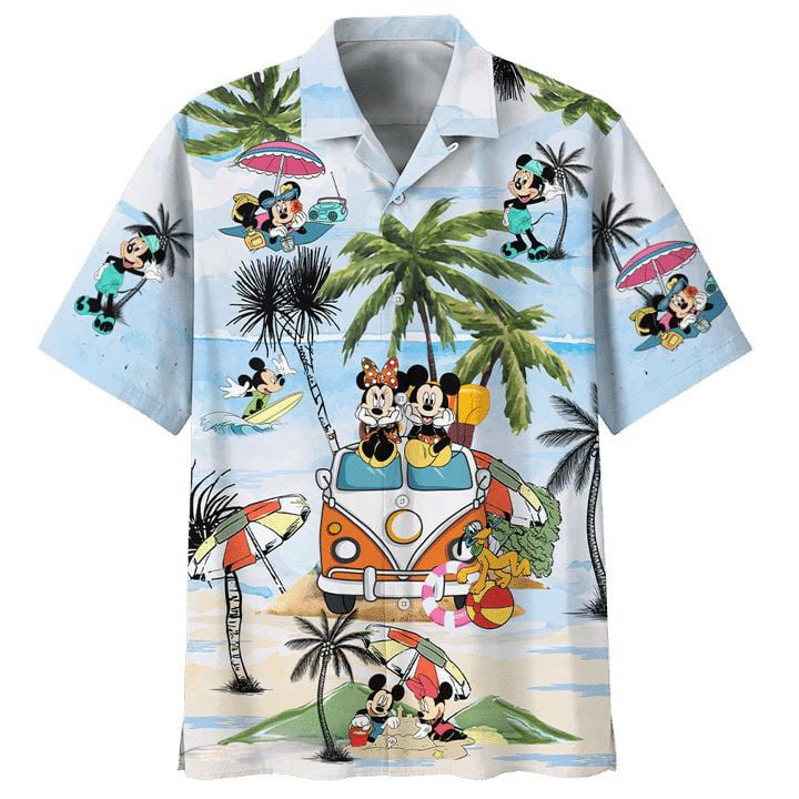 Tropical Coconuts Car Mickey Mouse Hot Summer 3D Hawaiian Shirt