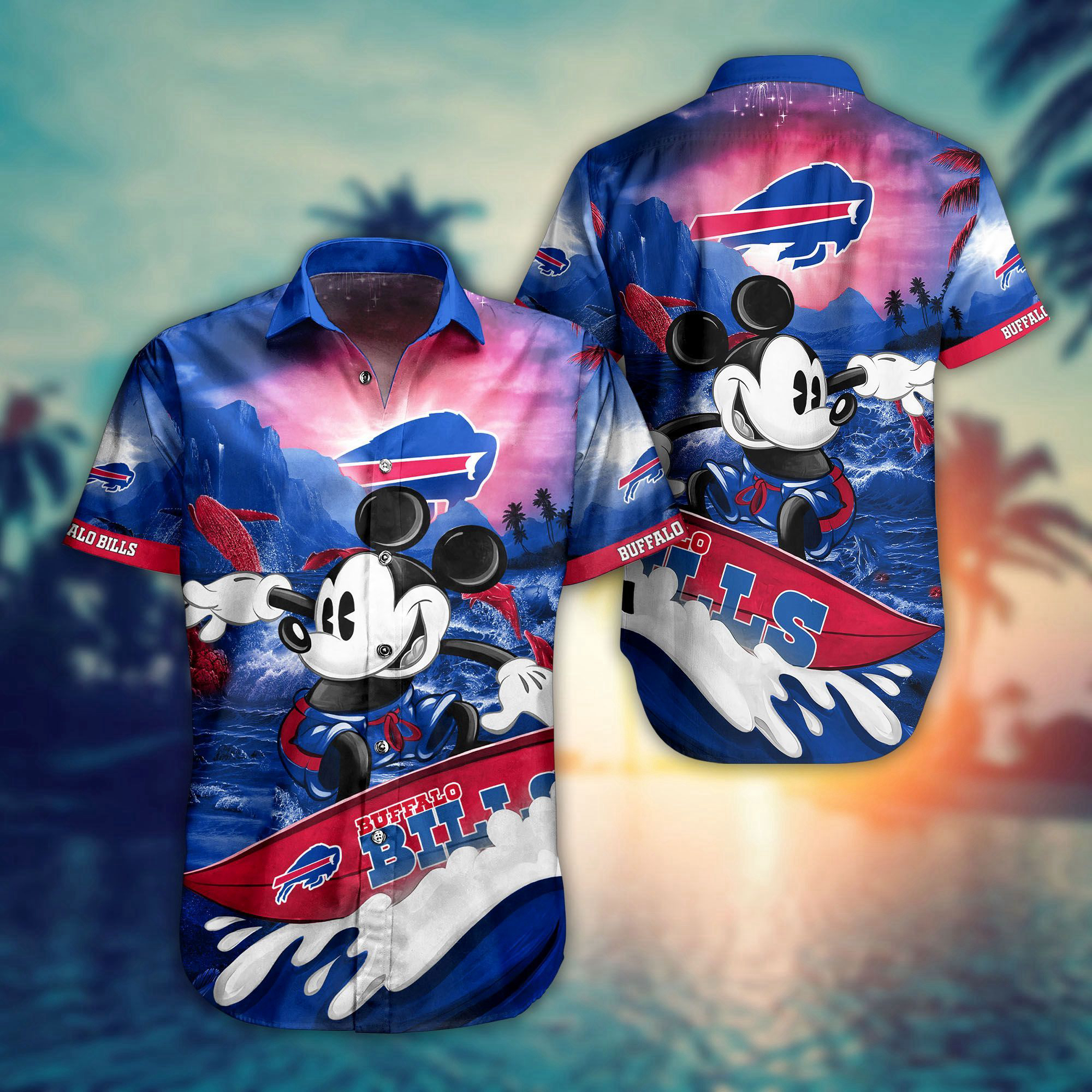Buffalo Bills Hawaiian Shirt Mickey Blue Tropical Summer 2023