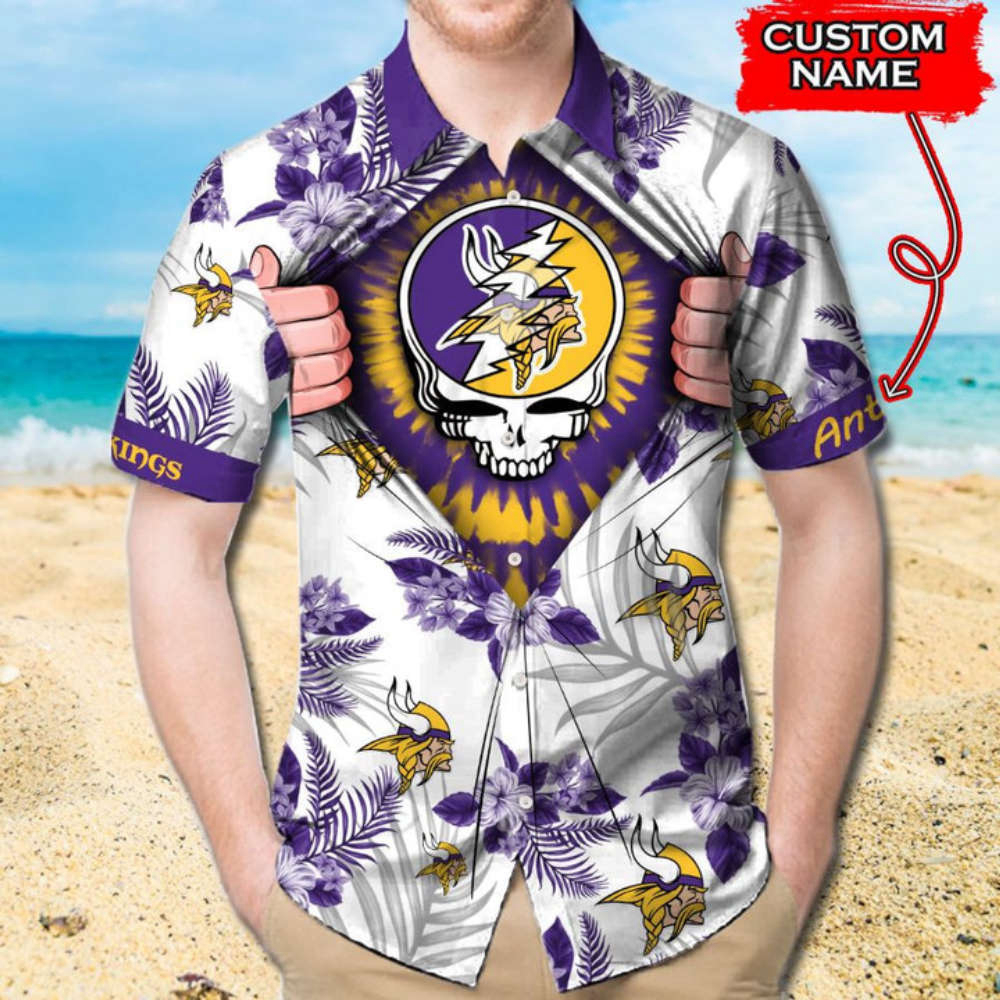 Personalized Minnesota Vikings Grateful Dead Hawaiian Shirt