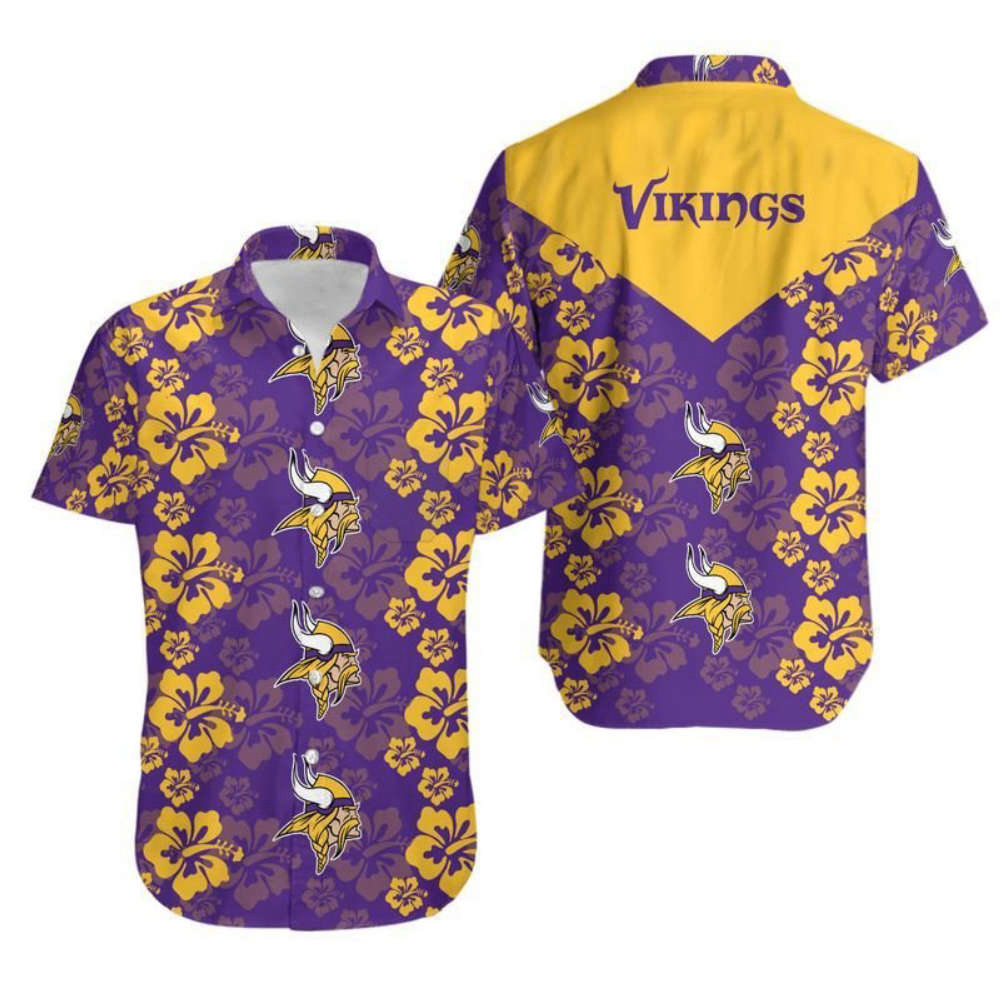 Minnesota Vikings Flowers Hawaiian Shirt