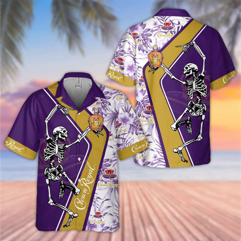 Crown Royal Happy Skeleton Hawaiian Shirt