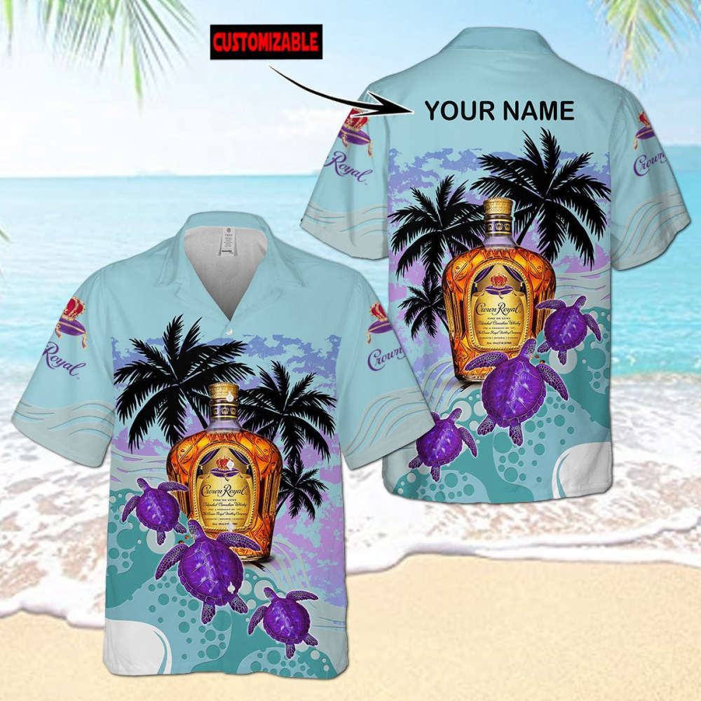 Personalized Crown Royal Turtles Palm Tree Hawaiian Shirt