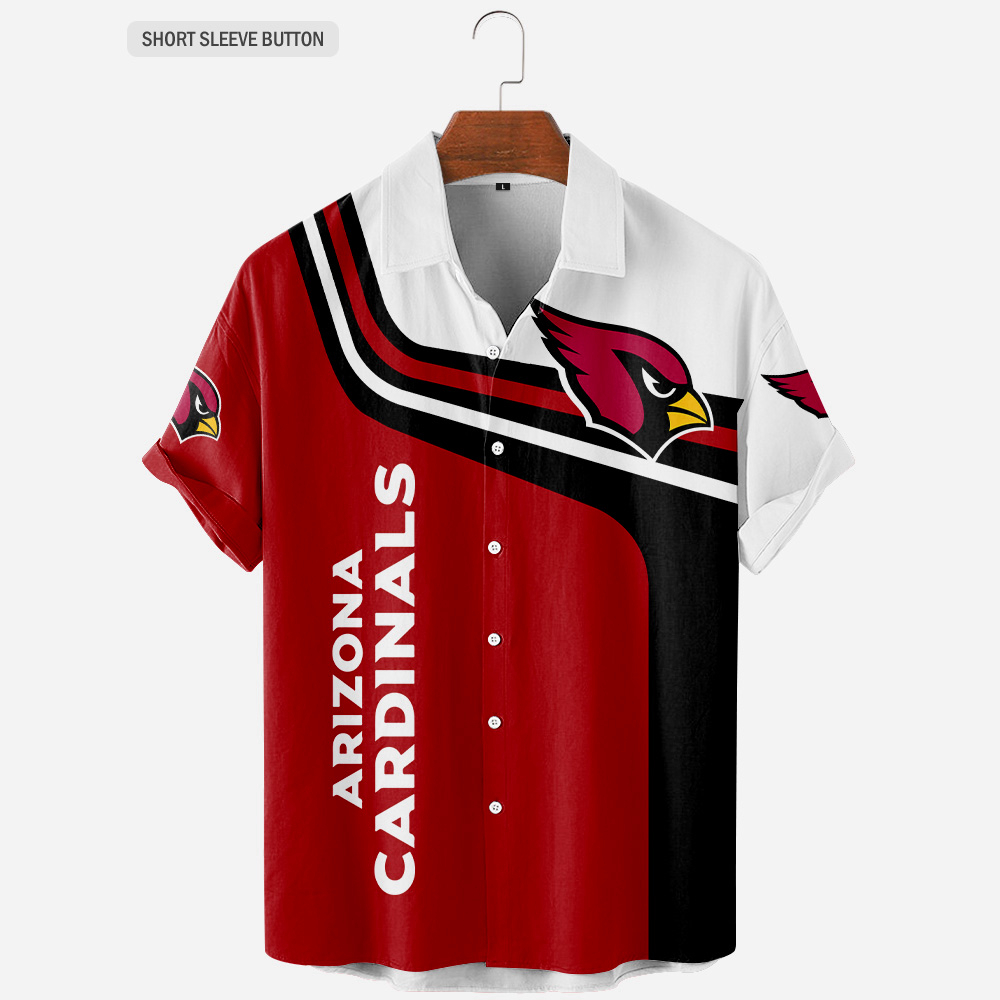 Arizona Cardinals Full Printing Solid Color Button Hawaiian Shirt