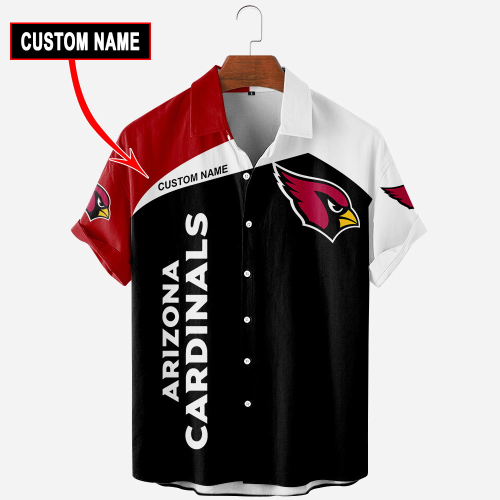 Custom Name Arizona Cardinals Black Button Hawaiian Shirt 03