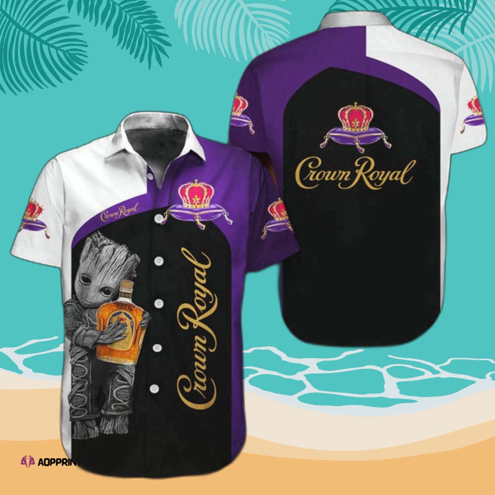 Baby Groot Hub Crown Royal Hawaiian Shirt Summer 2023