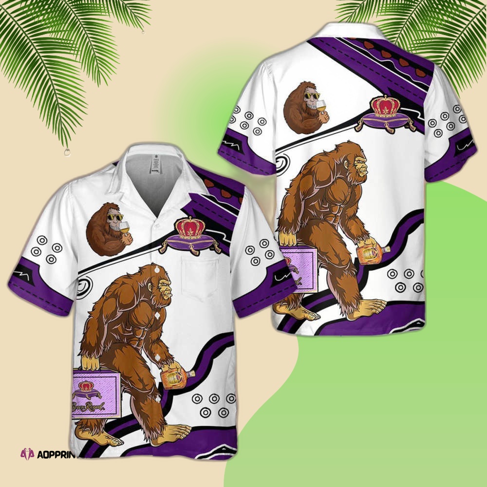 Crown Royal Big Foot Hawaiian Shirt White Purple Style