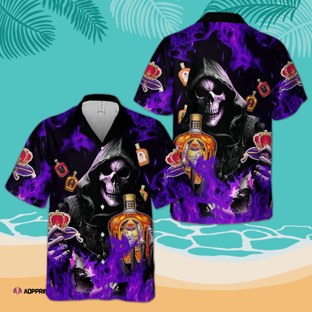 Crown Royal Flame Smiling Death Hawaiian Shirt