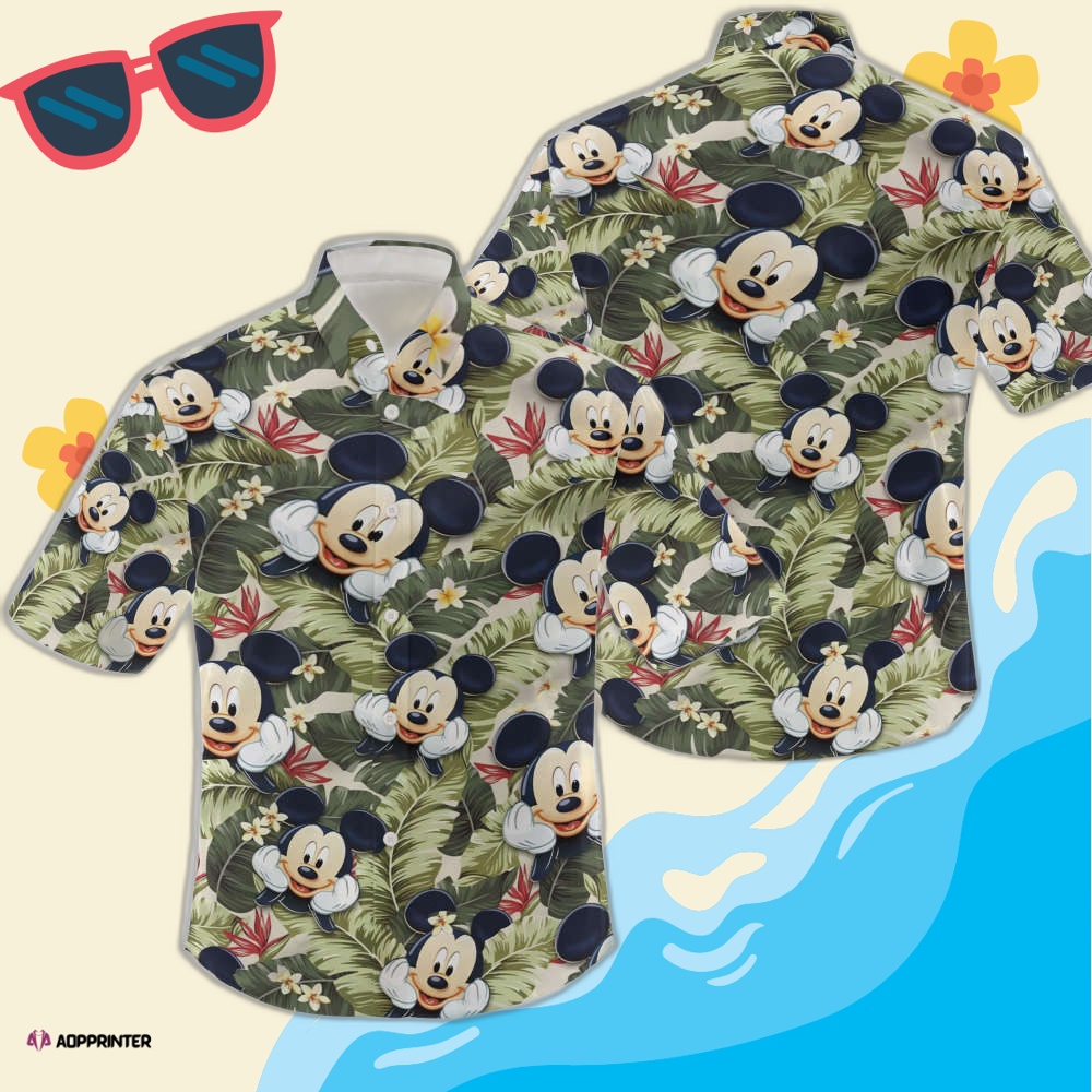 Cute Mickey Mouse Floral Hawaiian Shirts