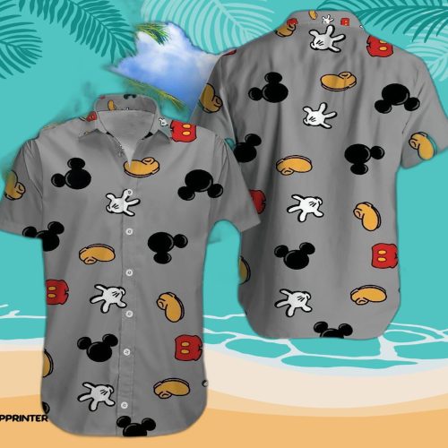 Disney Mickey Mouse Floral Aloha Hawaiian Shirt 0293 M