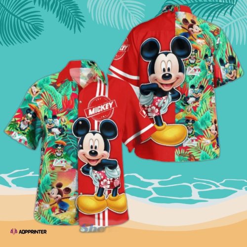 Disney Mickey Tropical Hawaiian Shirt Summer Red 2023