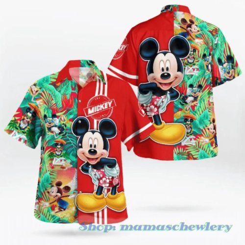 Disney Mickey Tropical Hawaiian Shirt Summer Red 2023