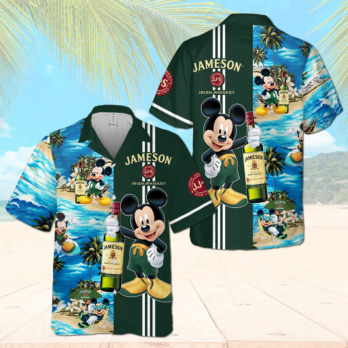 Jameson Irish Whiskey Mickey Mouse All Over Print 3D Aloha Summer Beach Hawaiian Shirt