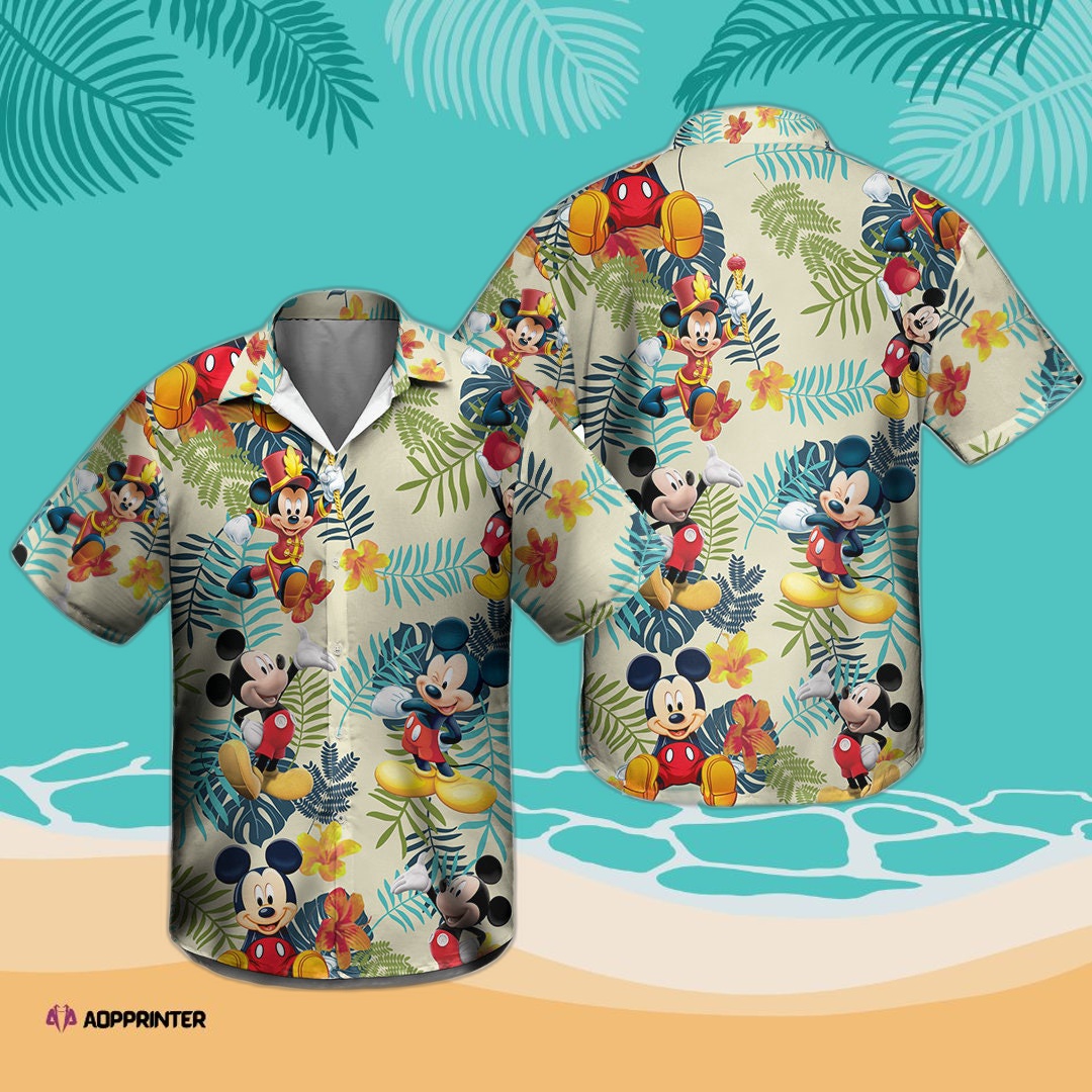 Mickey Surfing Cute Palm Tree Mickey Summer Beach Hawaiian Shirt
