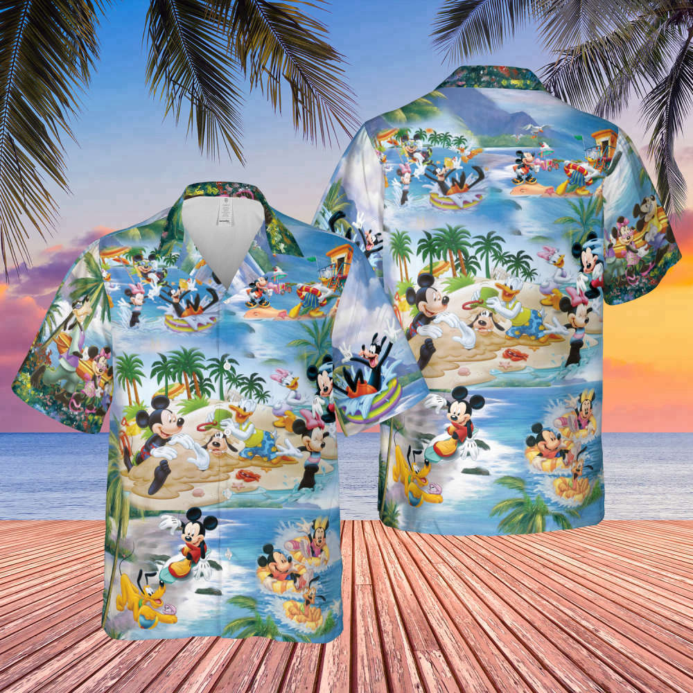 Mickey Mouse Disney Summer Short Sleeve Button Hawaiian Shirt