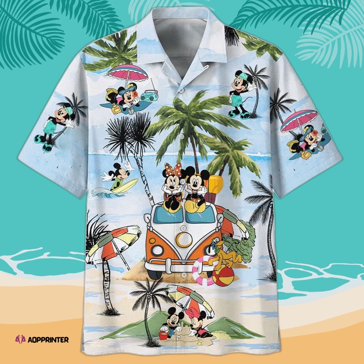 Tropical Coconuts Car Mickey Mouse Hot Summer 3D Hawaiian Shirt