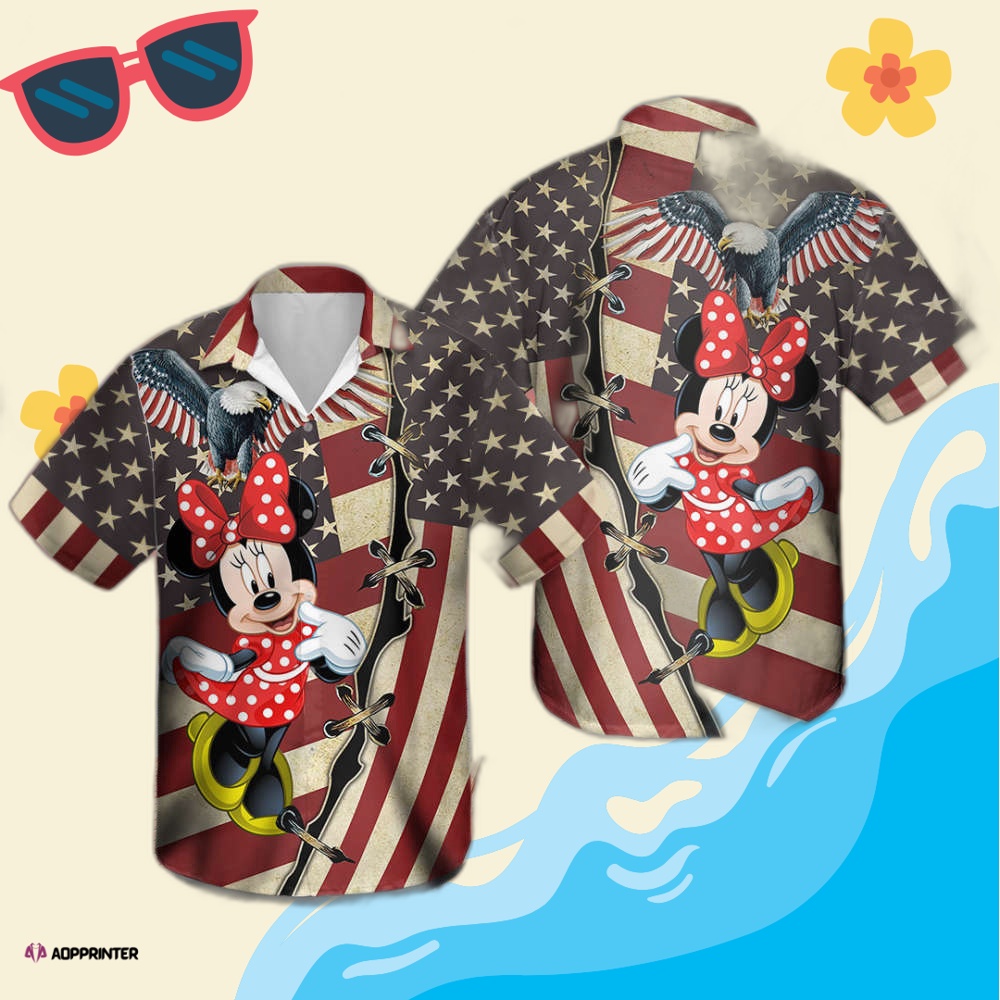 Minnie Mouse Hawaiian shirt 4th July US Flag