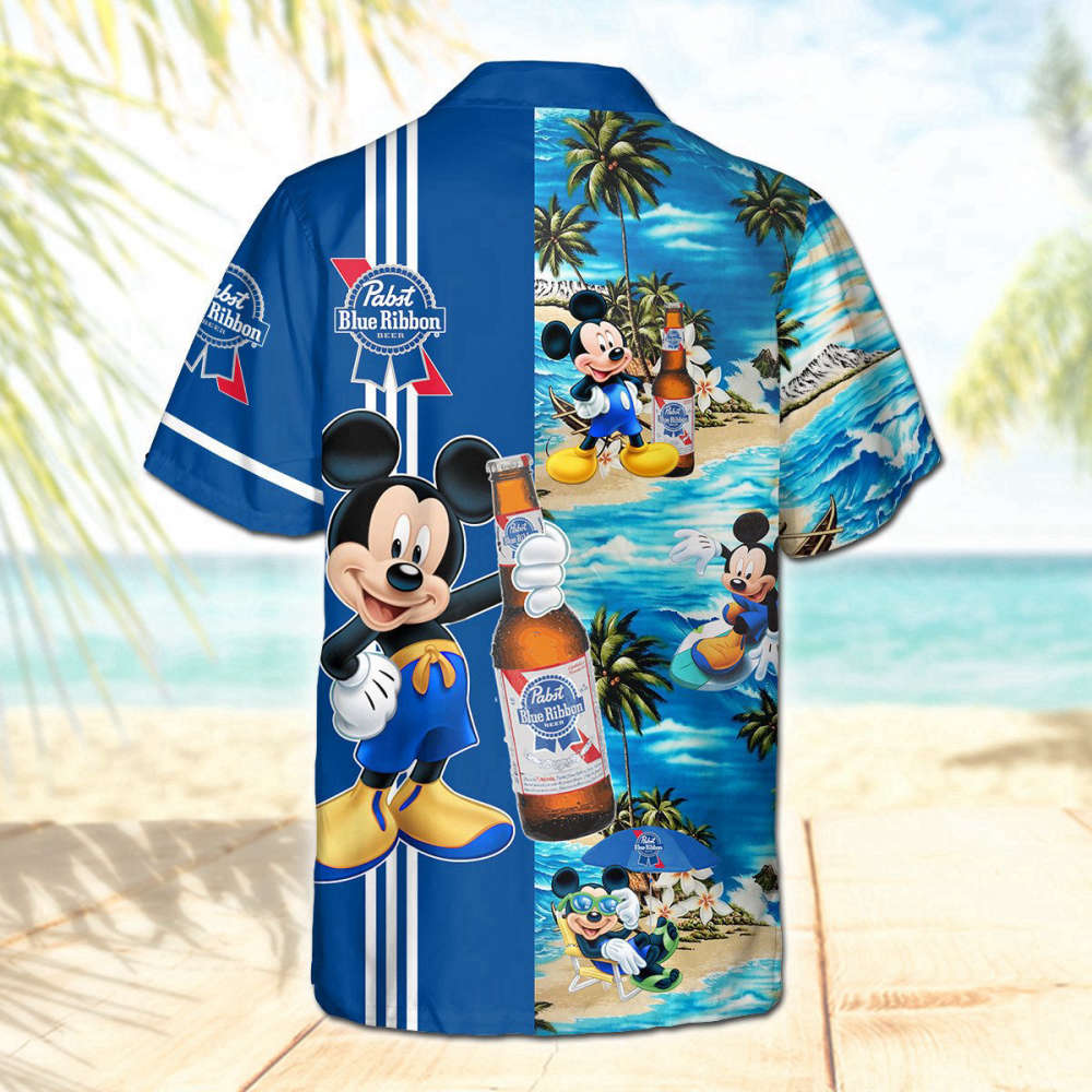 Pabst Blue Ribbon Mickey Mouse 3D Aloha Summer Beach Hawaiian Shirt