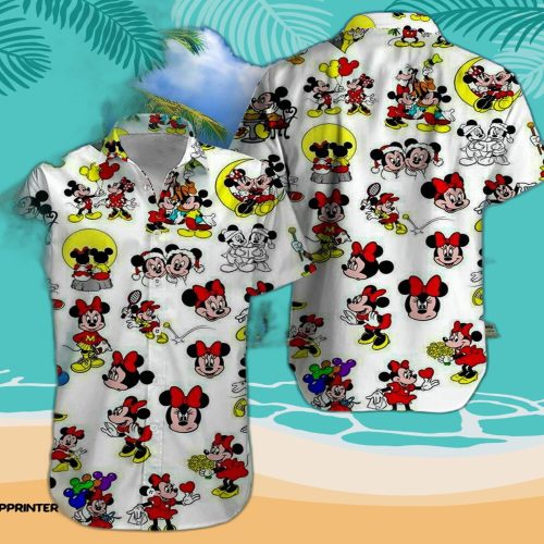 Play Tennis Disney Mickey Mouse Floral Aloha Hawaiian Shirt 024