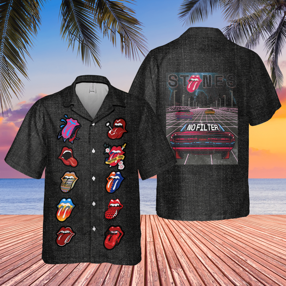 The Rolling Stones No Filter Tour Denim Pattern Hawaiian Shirt