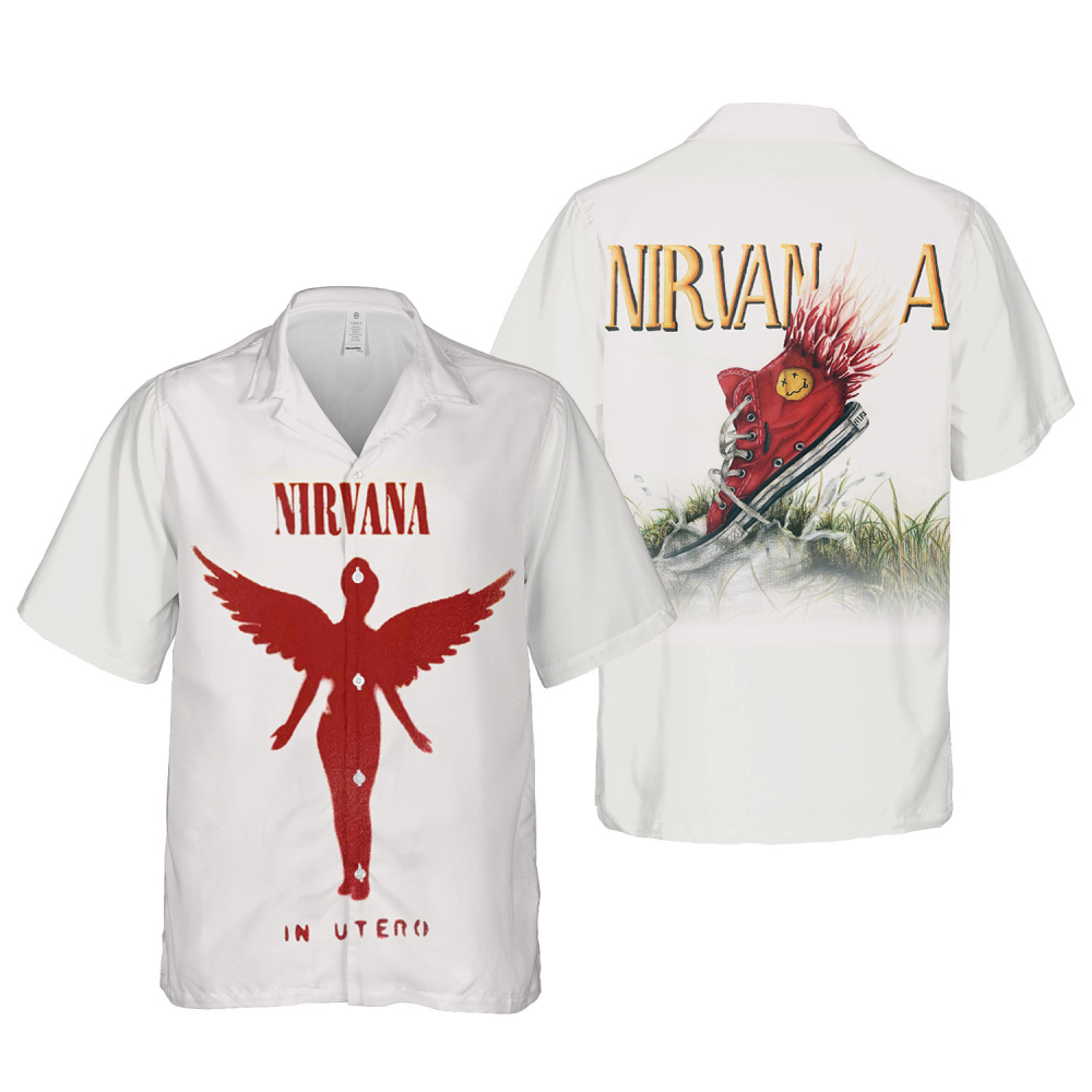 Nirvana Merch Shoes Art In Utero Poster Cuban Shirt Premium Unique Hawaiian Shirt