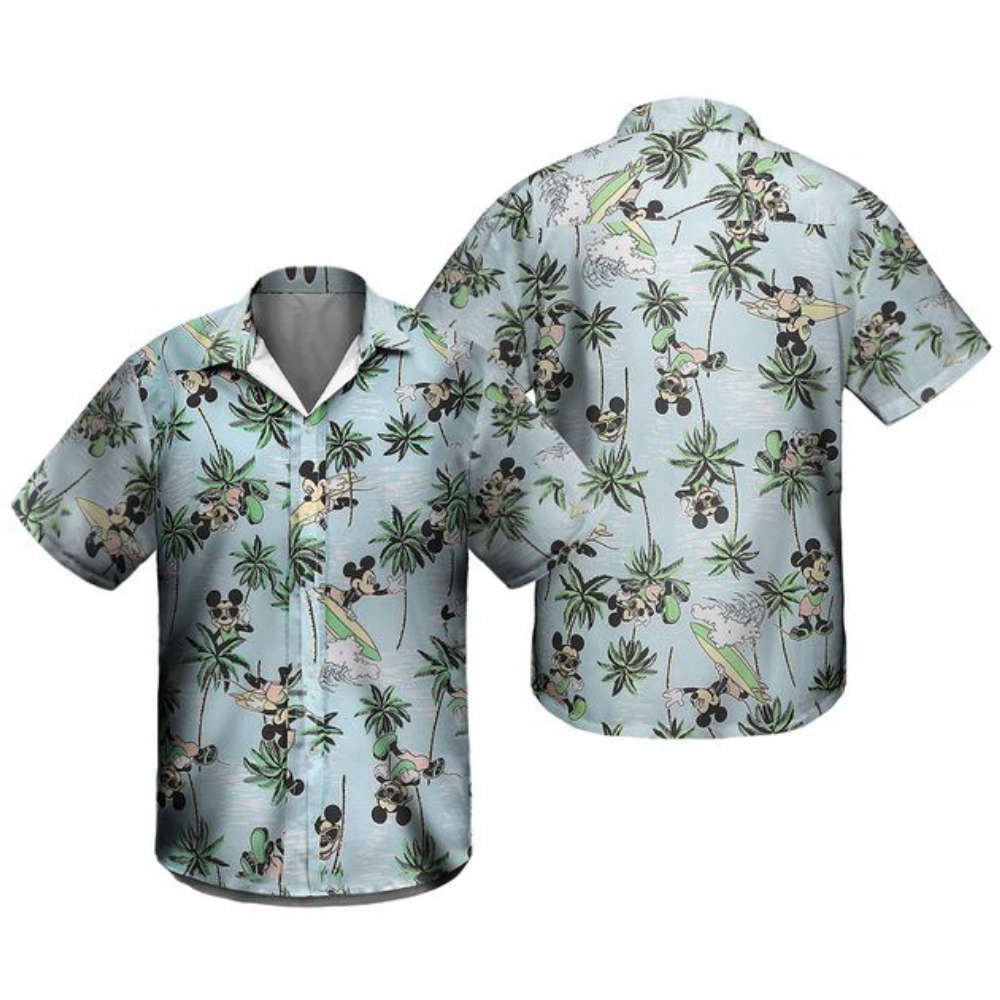 Disney Boys’ Button Down Hawaiian Shirt: Mickey Mouse, Lilo and Stitch