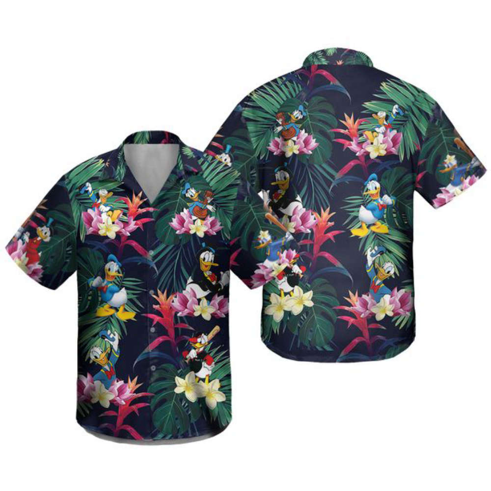 Disney Boys’ Button Down Hawaiian Shirt: Mickey Mouse, Lilo and Stitch