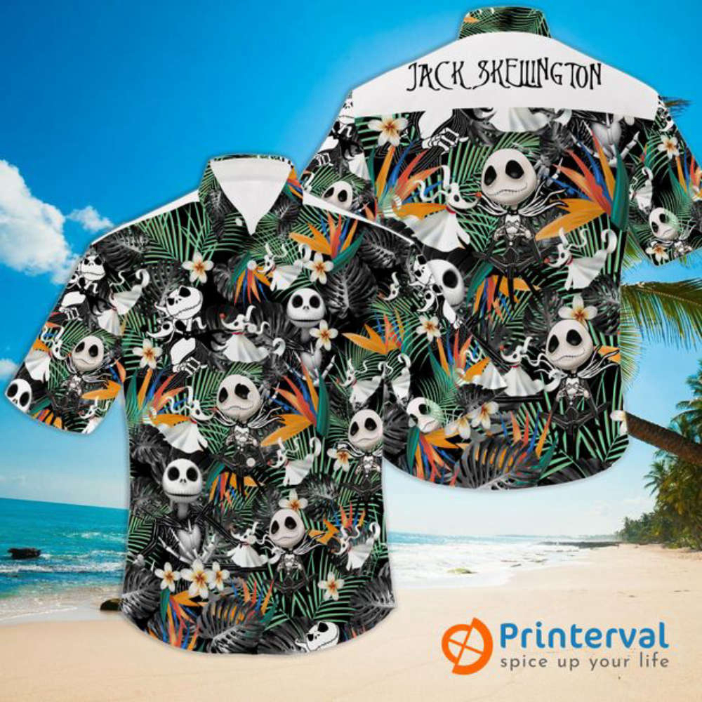 Jack Skellington Tropical Halloween Casual Beach Hawaiian Shirt
