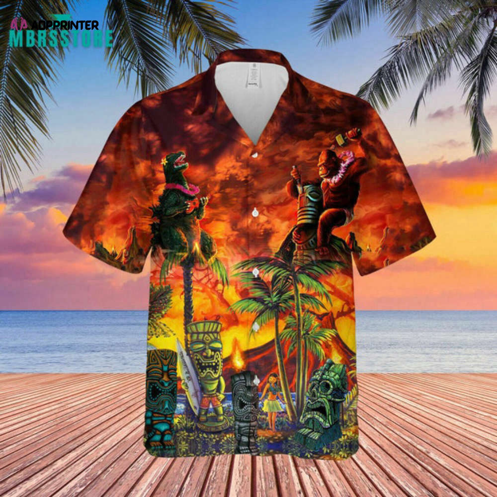 3D Godzilla And King Unisex Hawaiian shirt Trend 2023