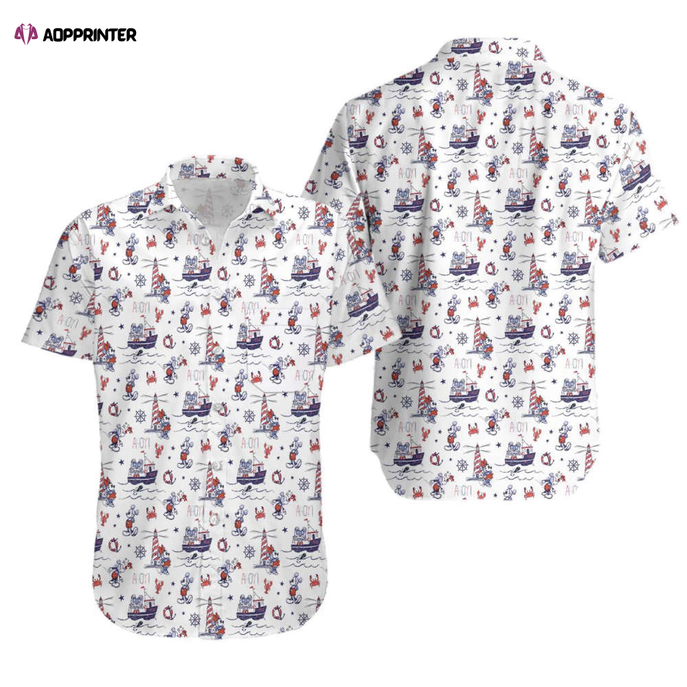 Cruise Hawaiian Print Shirt – Disney Cruise – Dad Disney Nautical- Men’s Hawaiian Shirt