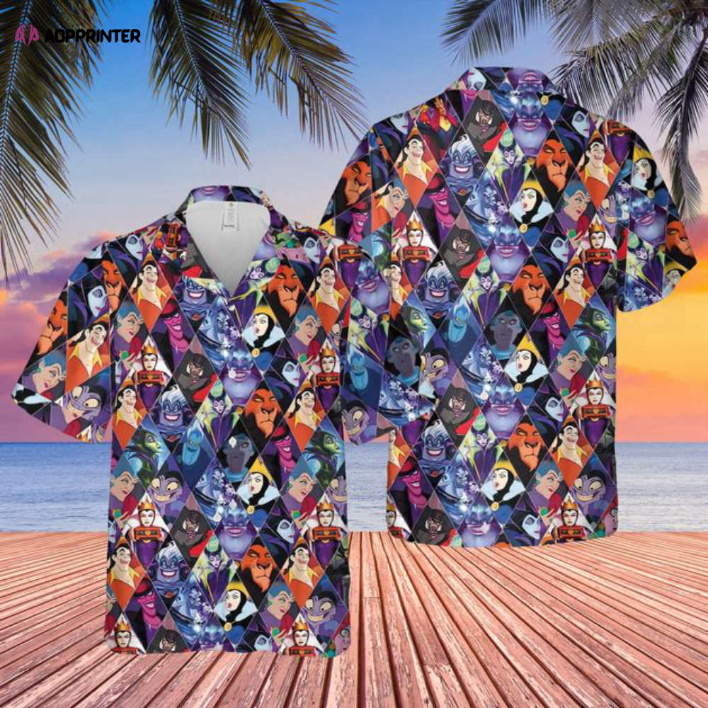 Disney Villain Summer Hawaiian Shirt, Ursula Maleficent Evil Queen Cruella Summer Short Sleeve Button Hawaiian Shirt, Beach Shirts