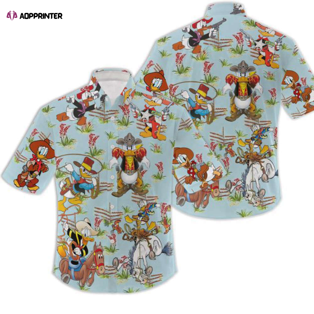 Donald Duck Cowboy Hawaiian Shirt, Disney Hawaiian Aloha Shirt, Button Up Shirt