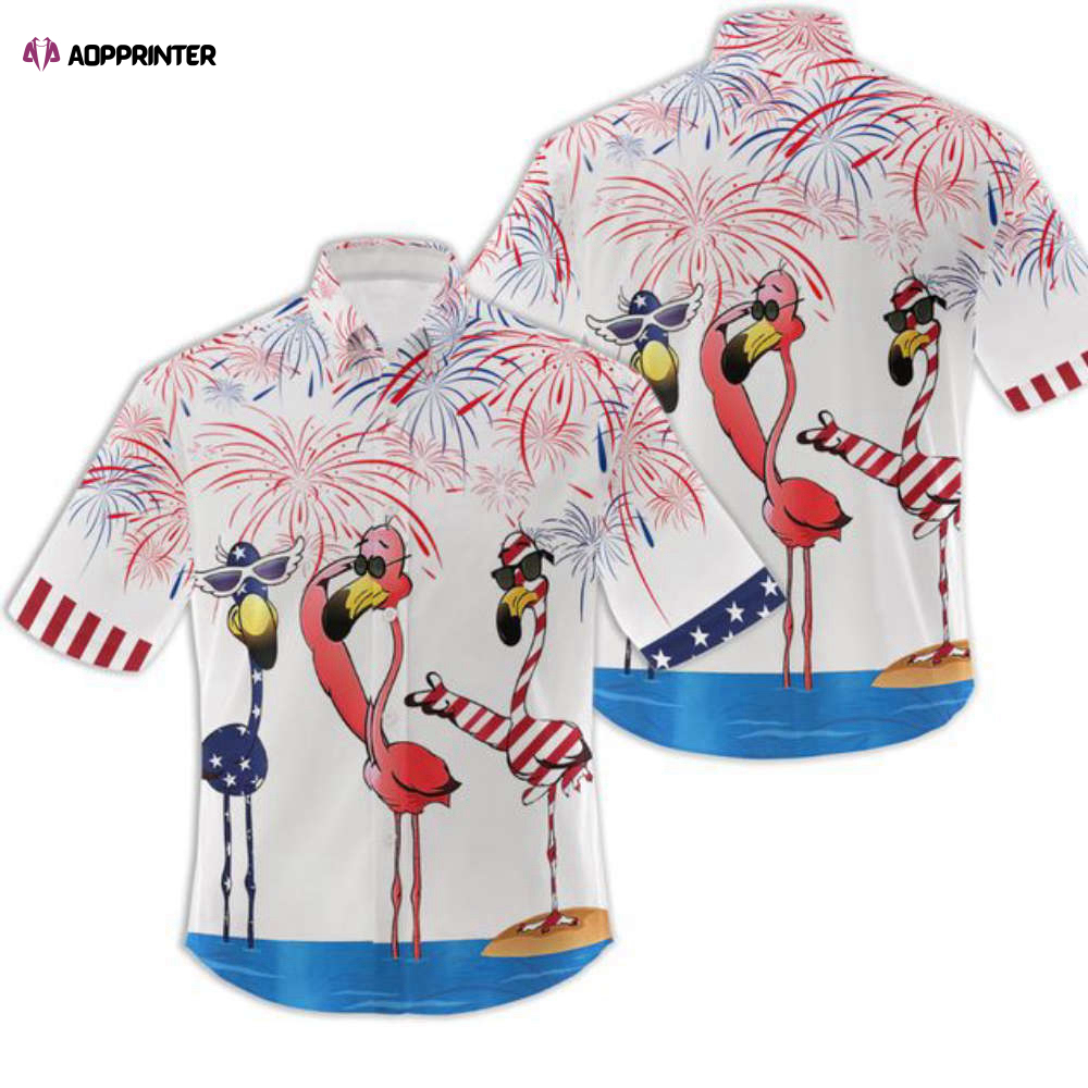 Flamingo Fireworks Independence Day Is Coming Hawaiian Shirt