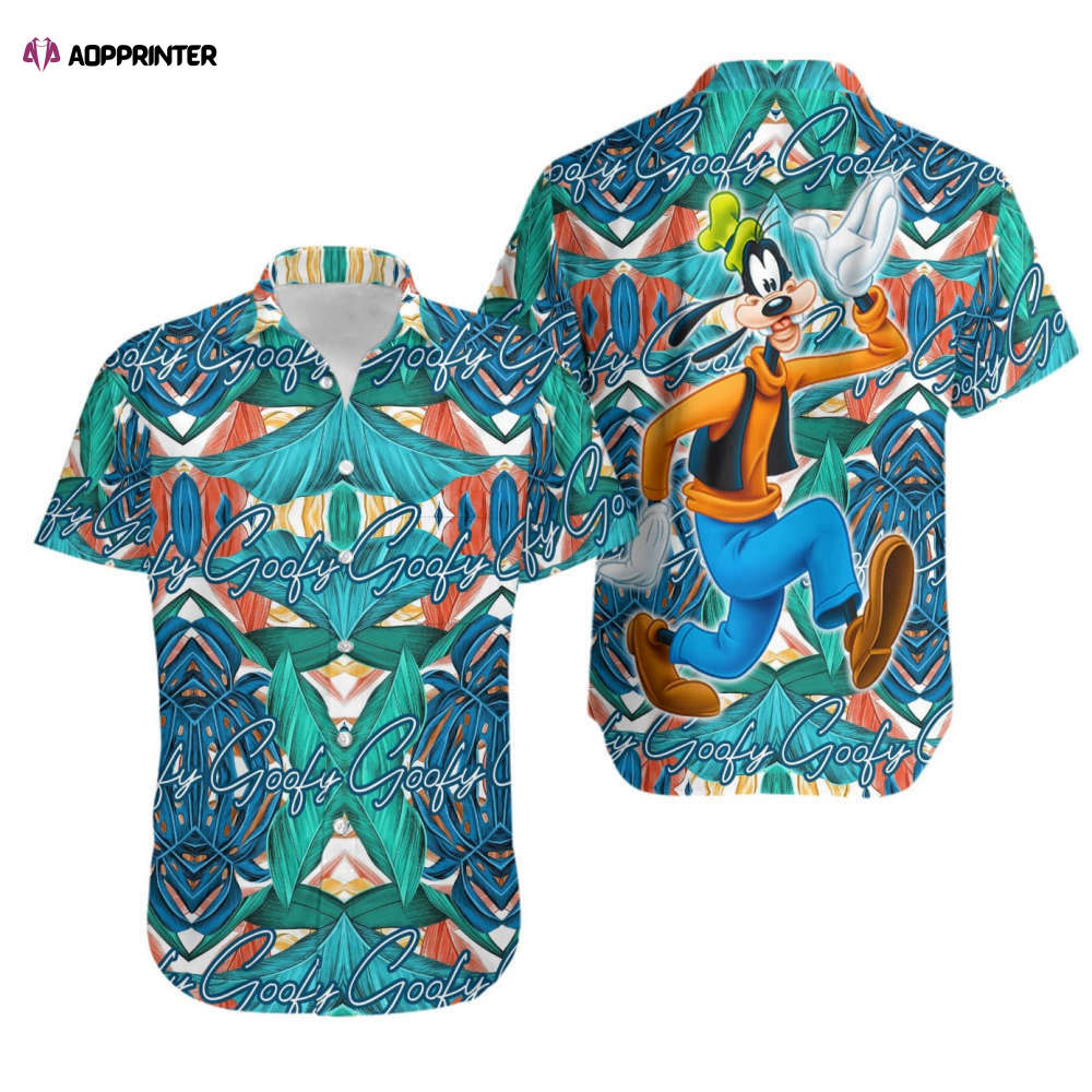 Goofy | Disney Hawaiian Summer Tropical Print Vacation Button Down Shirt