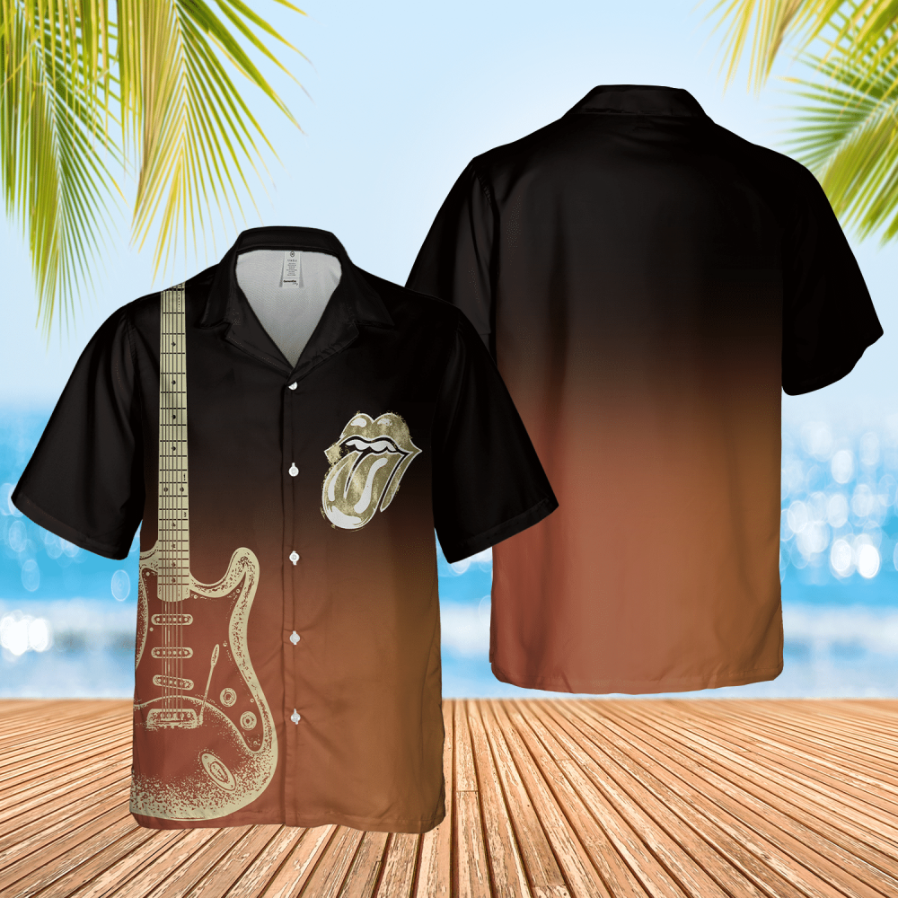 Guitar And The Rolling Stones Tongue Hawaiian Shirt