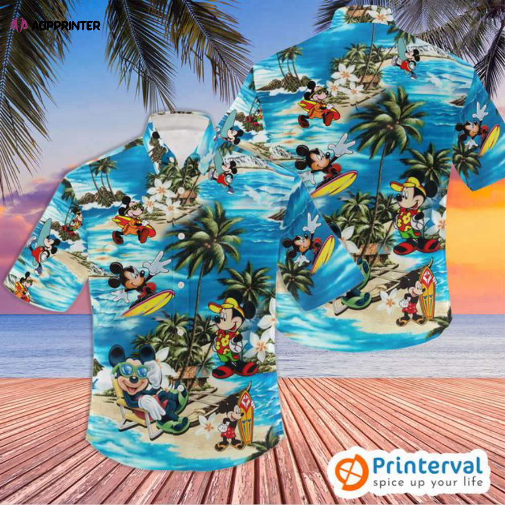 Mickey Mouse Disney Hawaiian Shirt, Summer Button Up Shirt, Summer Beach Trip Family Hawaiian Shirt