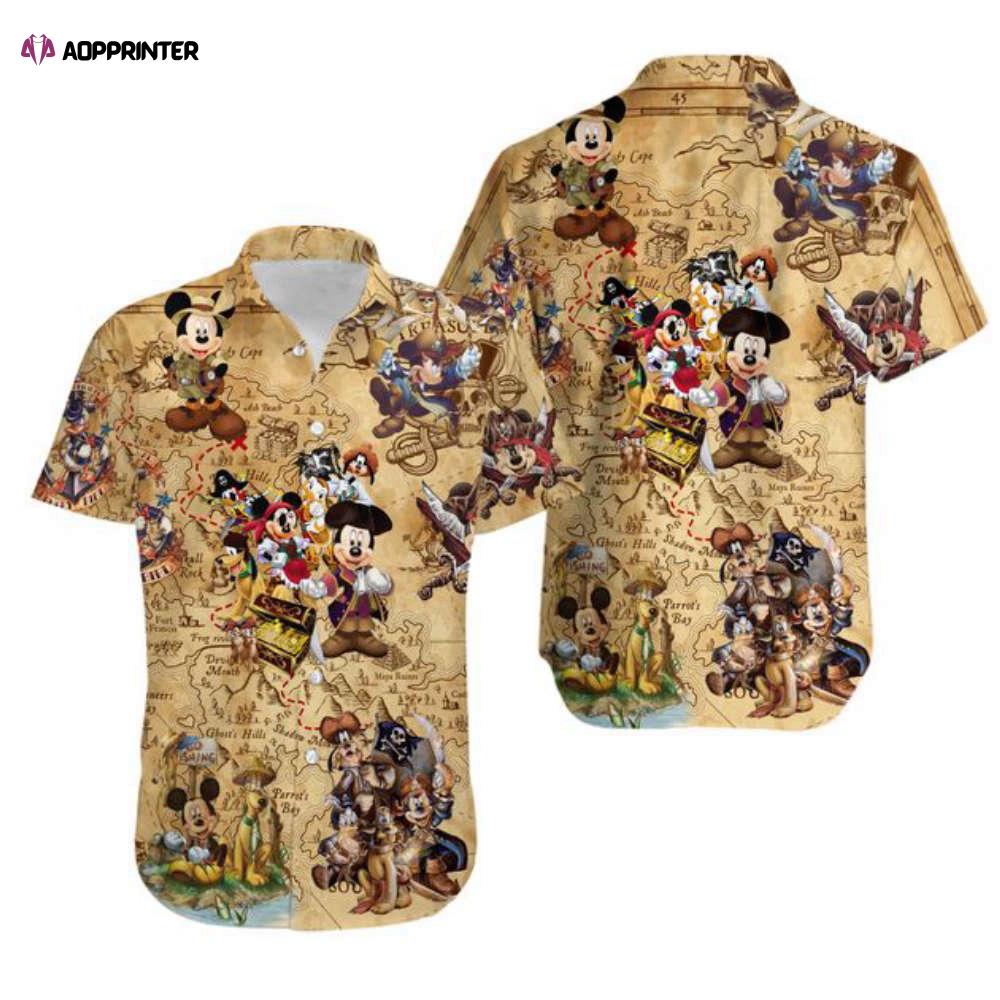 Mickey Mouse Disney Pirate Treasure Hunting Hawaiian Shirt