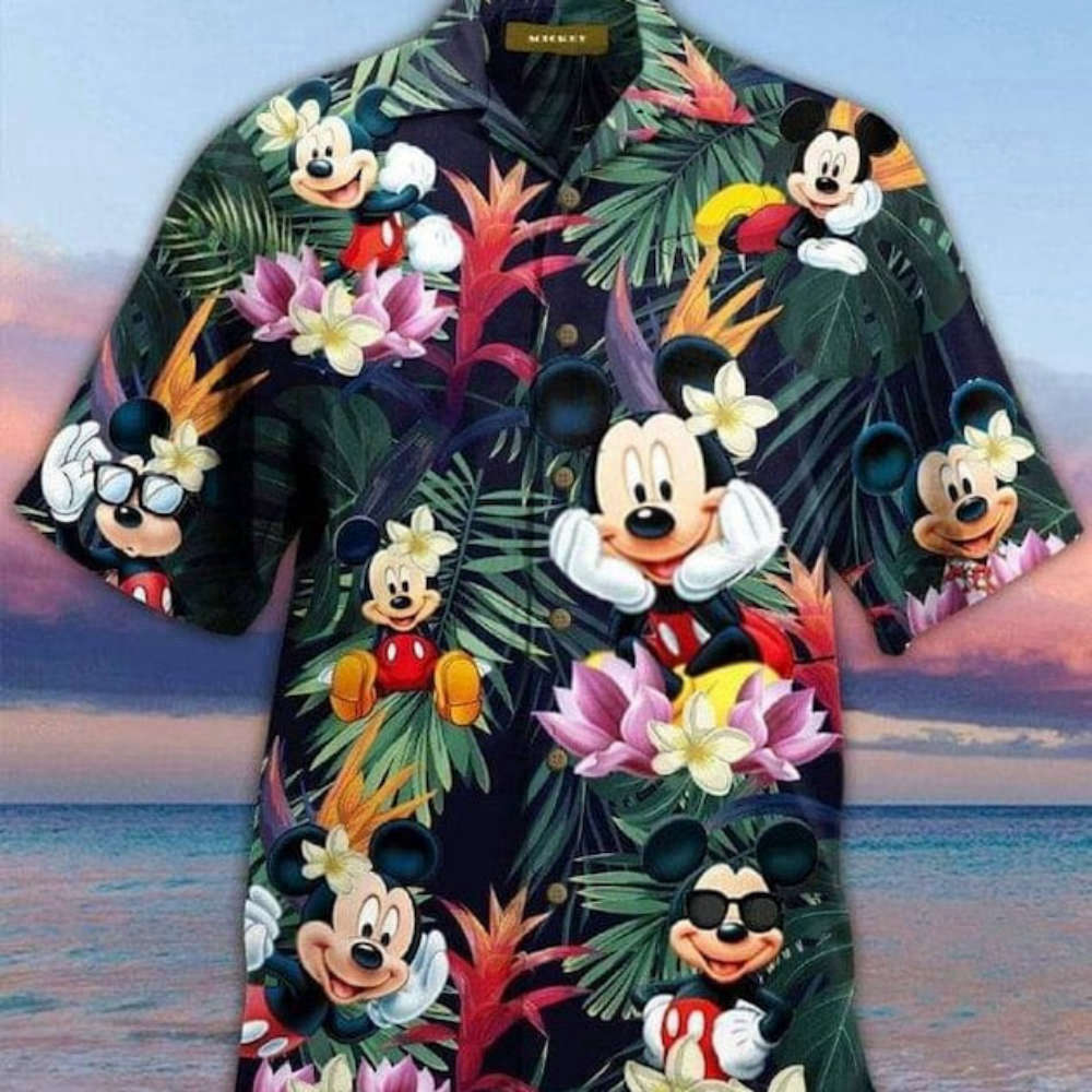 Mickey Mouse Hawaiian Shirt, Mickey Tropical Shirt, Mickey Hibiscus Beach Shirt