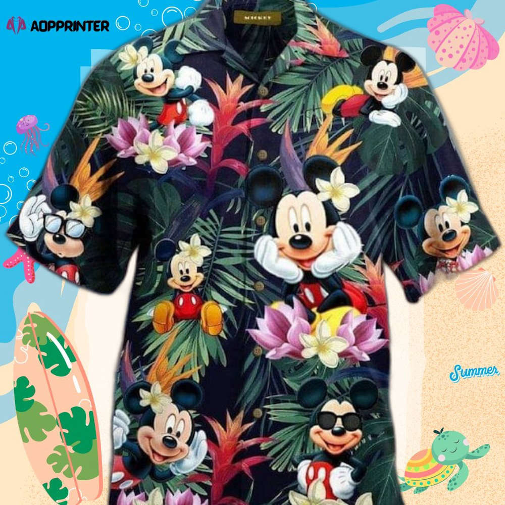 Mickey Mouse Hawaiian Shirt, Mickey Tropical Shirt, Mickey Hibiscus Beach Shirt