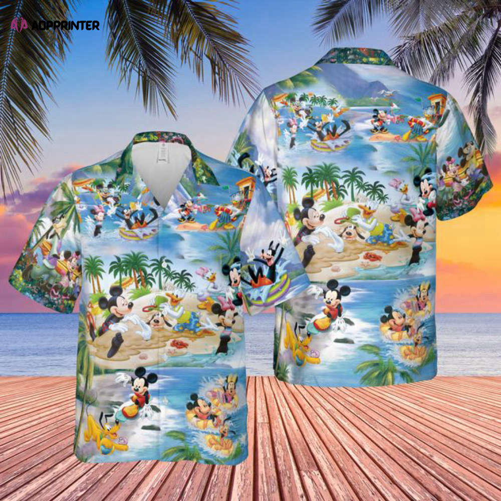 Mickey Mouse Summer Hawaiian Shirt Shorts, Disney Summer Short Sleeve Button Hawaiian Shirt