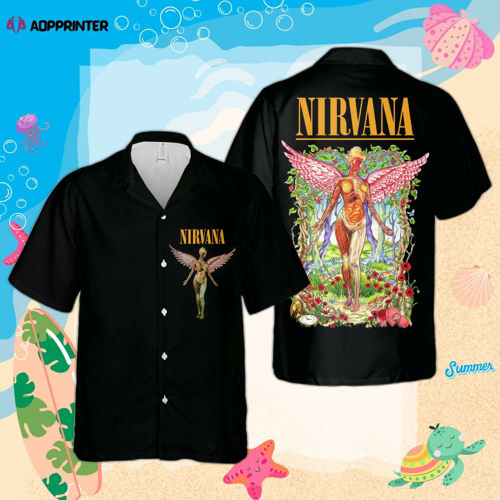 Nirvana Merch Kurt Cobain Art Pattern Rock Music Cuban Shirt Premium Unique Hawaiian Shirt